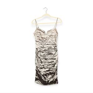 Nicole Miller Cava Mini Dress 12 Techno Metal Cocktail Party Glam NWT